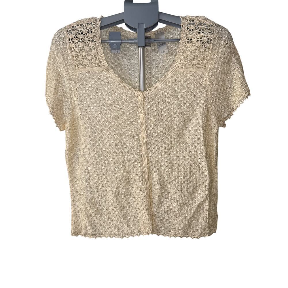Emma James By Liz Claiborne Women's Crochet Size‎ Large Cream Shirt